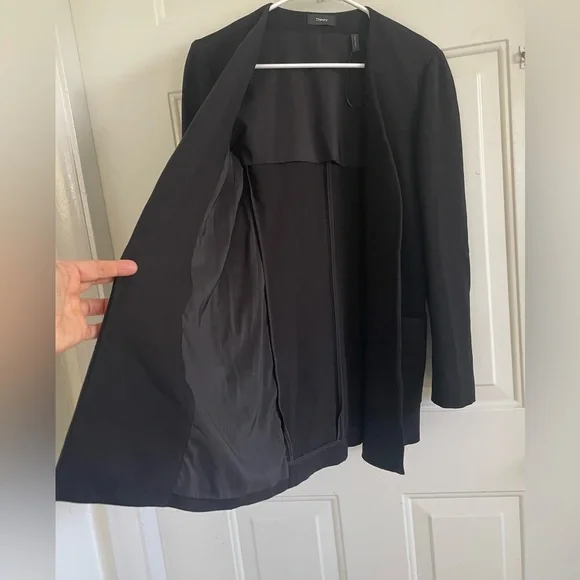 Theory Women’s Stretch Knit Black Open Blazer Size 6 - Picture 4 of 9